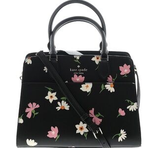 Kate Spade leather satchel black with flowers